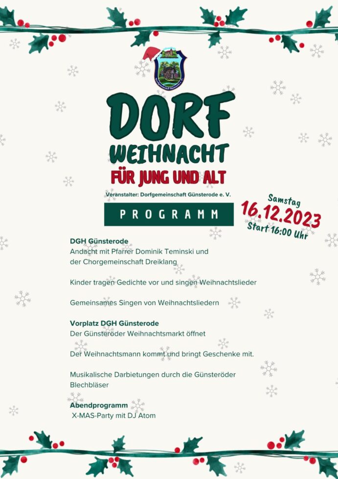 Dorf Weihnacht Programm Günsterode